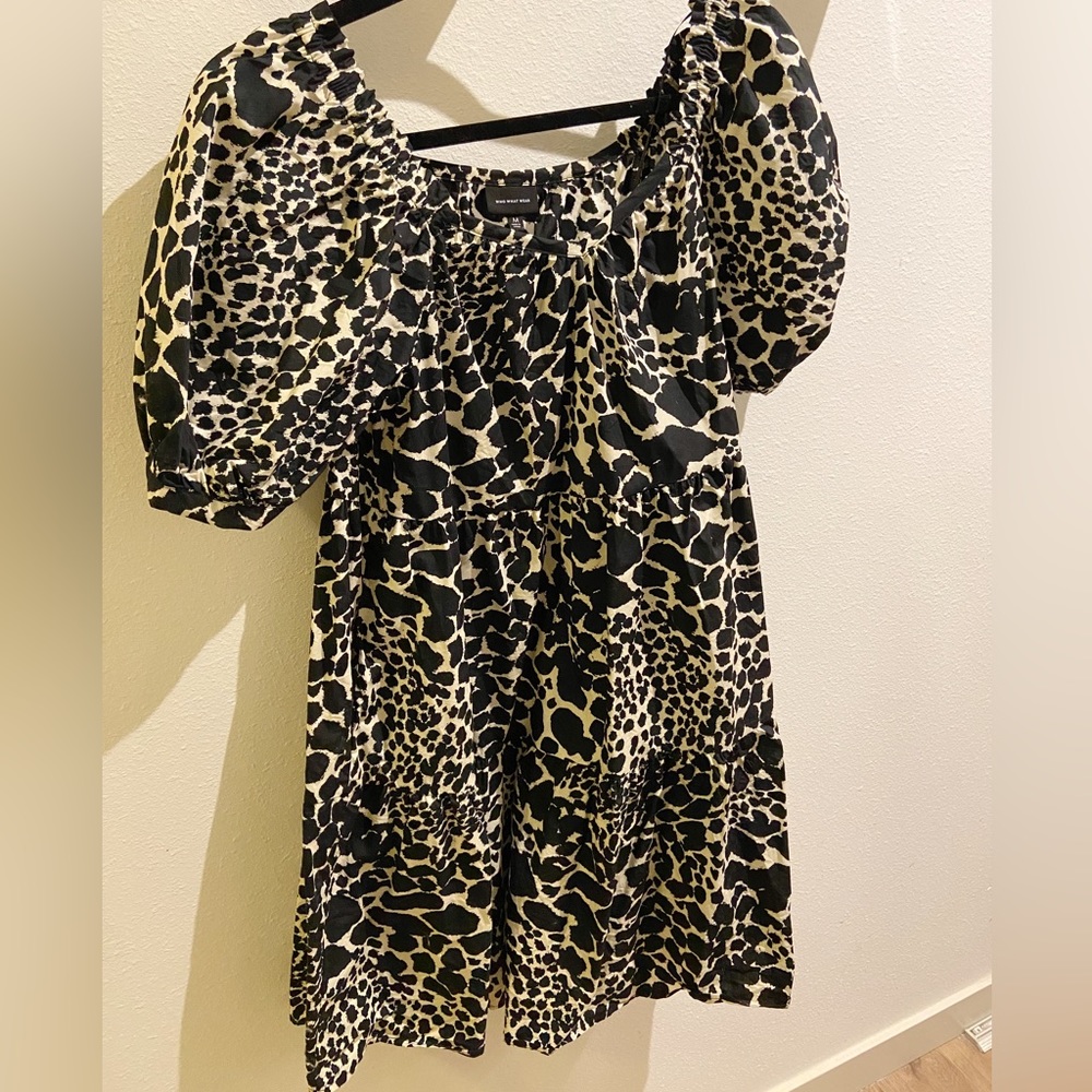 Who What Wear Animal Print Baby Doll Dress, Size Medium